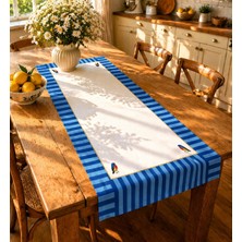 Karam Home 40X140 cm Dokuma Kumaş Mavi Pip Love Baskılı Runner