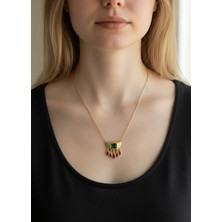 Biju Yılmaz Çelik Gold Taşlı Zümrüt Damla Kolye - 26CLKO33