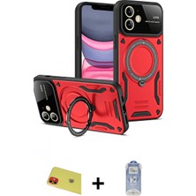 Marsilyan™- iPhone 11 Kılıf Kıvılcım Modern Serisi - Siyah Joko Magic 5d Cam + Kırmızı Rainbow Kamera Lens Koruma Cam