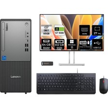 Lenovo Thinkcentre Neo 50T Gen 5 i7 14700 64GB RAM 512GB SSD 27" FHD Win11 Pro 12UAS0GL00P1073 Masaüstü Bilgisayar + Per4 USB