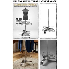Manken İstanbul Delüks Silver Krom Kaplama Dekoratif Terzi Mankeni Ayağı
