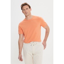 Altınyıldız Classics Erkek Turuncu Slim Fit Dar Kesim Pamuklu Bisiklet Yaka Tişört