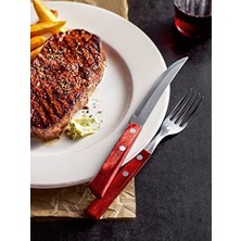 İlanib Ticaret 21199/711 Biftek Sofra Takımı-Set, 12 Parça Kırmızı Griffen 2-Kat Perçinlenmiştir 6 x Biftek Bıçağı 5 Inç, 6 x Steakgabel