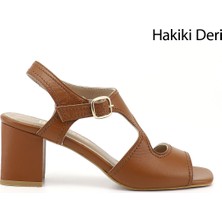 Gönderi(r) Kadın Taba  Kalın Topuklu Arkası Açık Hakiki Deri Sandalet
