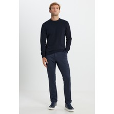 Altınyıldız Classics Erkek Lacivert Yünlü Slim Fit Dar Kesim Desenli Yan Cep Pantolon