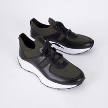 Trust Shoes D4203Y Erkek Sneaker Spor Ayakkabı, Hakiki Deri & Knit Hafif Eva Taban Günlük Ayakkabı