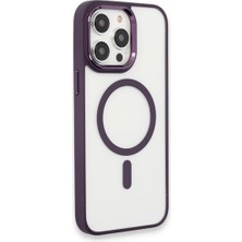 Akbix Accessory iPhone 15 Pro Max Uyumlu Kamera Korumalı Magsafe Şeffaf Kılıf Derin Mor