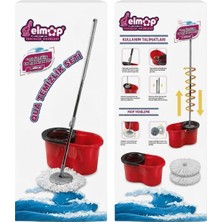 PremiumPort Pratik ve Hızlı Temizlik Seti, Döner Başlıklı Mikrofiber Mop ve Kova