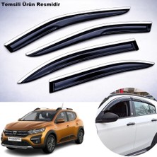 Caraks Dacia Sandero Stepway Mügen Cam Rüzgarlığı Abs Krom Nikelajlı Cam Rüzgarlığı 2021 Sonrası 4 Lü Set