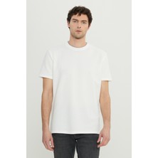 Altınyıldız Classics Pamuklu Slim Fit Dar Kesim Polo Yaka Jakarlı Esnek Beyaz Tişört