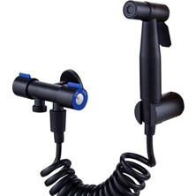 İlanib Ticaret Paslanmaz Çelik Tuvalet Musluk Bide Seti Kolay Kurulum Kullanım Çift Çıkışlı Siyah Evcil Hayvan Yıkama Aleti Siyah