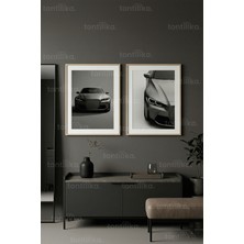 Tontilika Modern Otomobil Temalı 2’li Ahşap Çerçeveli Tablo Seti
