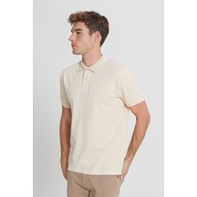 Altınyıldız Classics Erkek Bej-Ekru Slim Fit Dar Kesim %100 Pamuk Polo Yaka Tişört