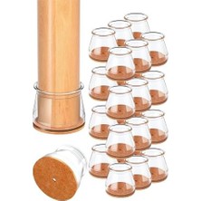 İlanib Ticaret 24 Adet Yuvarlak Papucu (3.3–3.7 Cm) – Şeffaf Silikon Kalın Keçeli, Gürültü Önleyici ve Zemin Koruyucu Mobilya Ayak Kılıfı