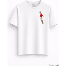 Cristiano Ronaldo Siu Tasarım Baskılı %100 Pamuklu Oversize Fit Beyaz Tişört