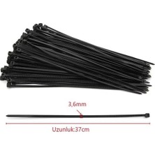 İlanib Ticaret Sekatech 3,6X370 Siyah 37CM Kablo Bağı Plastik Cırt Kelepçe TOPLAYICI-100 Adet