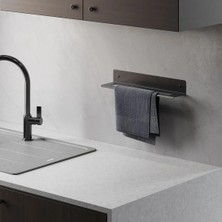 Plasfire Modern Metal Mutfak Havlu Askısı – 20 cm Siyah Havluluk ve Mutfak Düzenleyici Raf