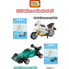 Vagonlife Loz Micro Block 2'li Yarış Seti Araba Motor 2 Farklı Model Dekoratif Oyuncak Yapım Seti Yapı Blok Seti
