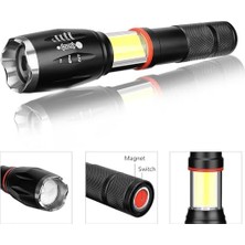 İlanib Ticaret 8000 Lümen Cob Lambalı T6 Mıknatıslı El Feneri - 6 Mod - 500 Metre Mesafe