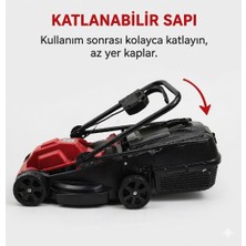Trendinyeri Power 1200W Elektrikli Çim Biçme Makinesi 32 cm 27L Sepetli Ayarlanabilir Çim Kesme Makinesi