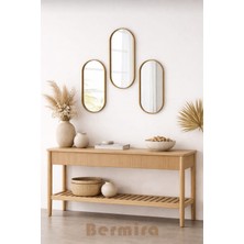 Feyza Design Şık Oval Aynalı Duvar Aksesuarı, Gold Sunumluk 12X30 cm