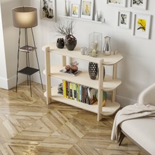 Feyza Design Çilek Çok Katlı Doğal Ahşap Kitaplık ve Dekoratif Raf Ünitesi