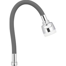 İlanib Ticaret Esnek Silikon Musluk Başlığı 43 Cm, Kıvrılabilir Uzatma Hortumu, 360 Oynar Başlık, 2 Fonksiyonlu Su Akışı Duş ve Düz, Su Tasarruflu Musluk Aparatı, Mutfak ve Lavabo Uyumlu, Kolay Montaj Gri