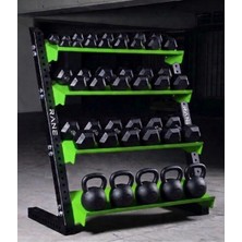 Rane Dambıl Kettlebell Standı Siyah Yeşil 4 Raflı Çok Amaçlı Kullanım