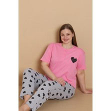 Wordex Mrn 4515 Kalpli Kısa Kollu Pamuklu Penye Büyük Beden Kadın Pijama Takımı