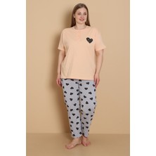 Wordex Mrn 4515 Kalpli Kısa Kollu Pamuklu Penye Büyük Beden Kadın Pijama Takımı