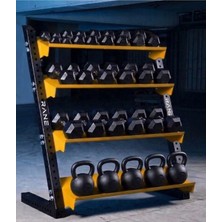 Rane Dambıl Kettlebell Standı Siyah Sarı 4 Raflı Çok Amaçlı Kullanım