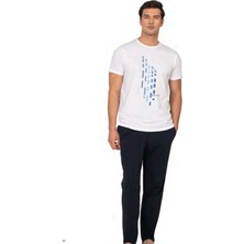 Pierre Cardin 6129 Erkek Kısa Kollu Bisiklet Yaka Pijama Takımı-Beyaz
