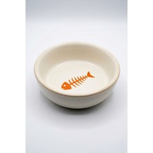 isiltikidsmoda Turuncu Kılçık Detaylı Seramik Kedi Mama Kabı