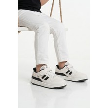 Cool Beyaz Siyah Fileli Hafif Cırtlı Unisex Çocuk Spor Ayakkabı Stella F