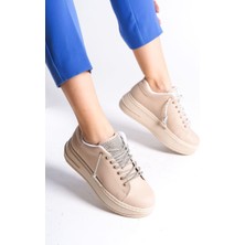 Della Bağcıklı Ortopedik Taban Taşlı Kadın Sneaker Spor Ayakkabı Ctt - Ten