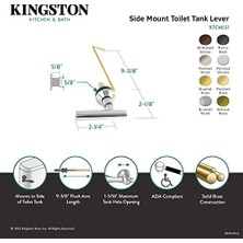 İlanib Ticaret Ktcmls7 Yandan Montajlı Tuvalet Tankı Kolu, Fırçalanmış Pirinç