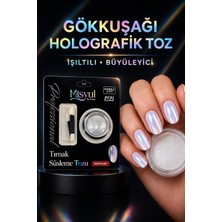 Misyul Gökkuşağı Holografik Tırnak Tozu Kalıcı Oje Üstü Parlak Efektli Nail Art Tozu
