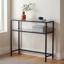 Feyza Design Şık Siyah Metal ve Cam Raflı Modern Antre Dresuarı