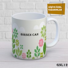 Birsence Kişiye Özel Kupa | Isimli & Fotoğraflı Premium Hediye Bardak Çiçekler