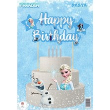 Dizayn Parti Evi Dzyn Happy Birthday Pasta Üstü Süs Buz Prensesi Temalı Mavi Cake Topper Karlar Konsepti Doğum Günü Parti Aksesuarı
