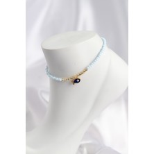 Mavi Renk Boncuklu Balık Figürlü Halhal