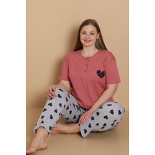Wordex Mrn 4515 Kalpli Kısa Kollu Pamuklu Penye Büyük Beden Kadın Pijama Takımı