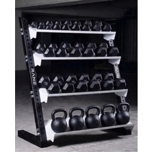 Rane Dambıl Kettlebell Standı Siyah Beyaz 4 Raflı Çok Amaçlı Kullanım