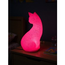 My Craft 3D MYCRAFT3D Dekoratif Kedi Figürlü Gece Lambası 3D Yazıcı Baskı Hediyelik Masa Lambası Aydınlatma 23CM