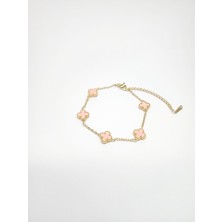 Stainless Steel Yonca Modeli -Pembe Yonca Çelik Şans Bilekliği