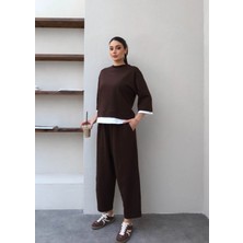 Esra Helvacı Kontrast Detay Sweat Pantolon Takım