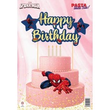 Dizayn Parti Evi Dzyn Spider Man Pasta Üstü Süs – Happy Birthday Cake Topper, Süper Kahraman Temalı Doğum Günü Dekoru