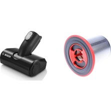 Bosch Dikey Şarjlı Süpürgeler Için Turbo Mini Başlık Seri 6-7  Uyumlu ve Çelik Filtre 2li Set