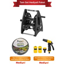 Claber 8921 40M Hortum Makarası + 25M Bahçe Hortumu + 3 Fonksiyonlu Sulama Tabancası, Tam Set