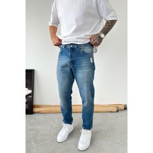 HAFKA Mavi Soft Degrade Yırtıklı Boyfriend Pantolon